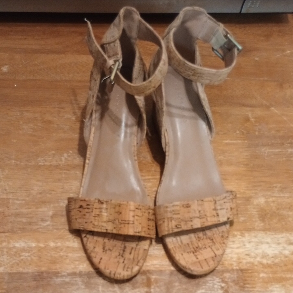AEROSOLES Tan Cork Wedge Sandals